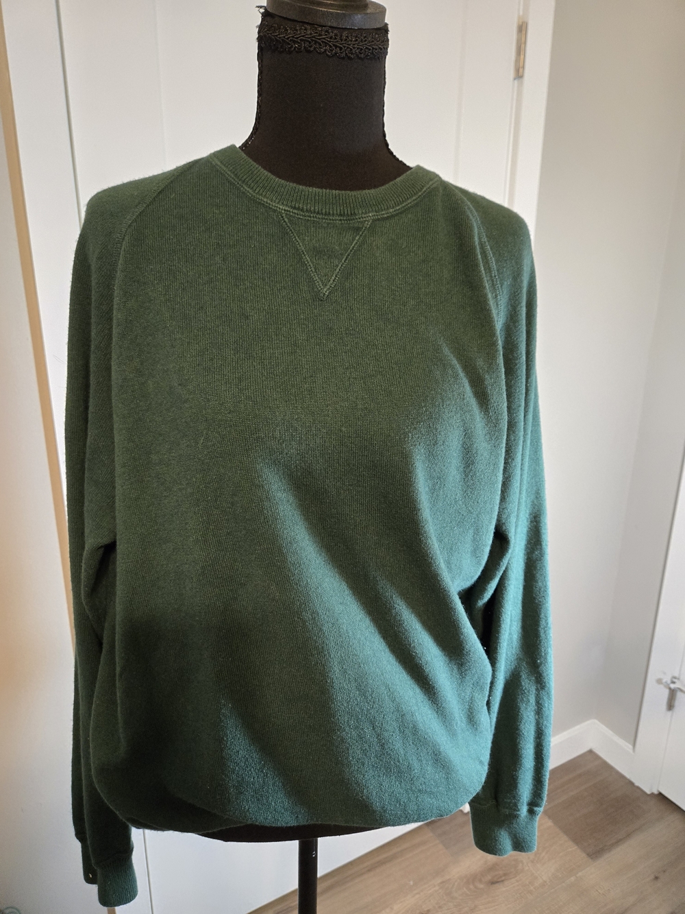 Barneys New York Forest Green Knit Crewneck Sweater Oversized L Minimalist